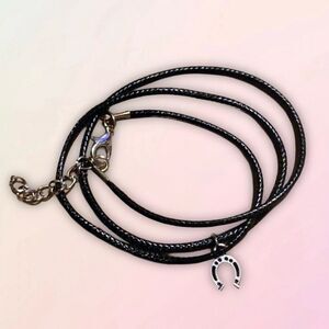 Minimalist, XS, Dainty Horseshoe, Good Luck Charm & Wax Cord Necklace